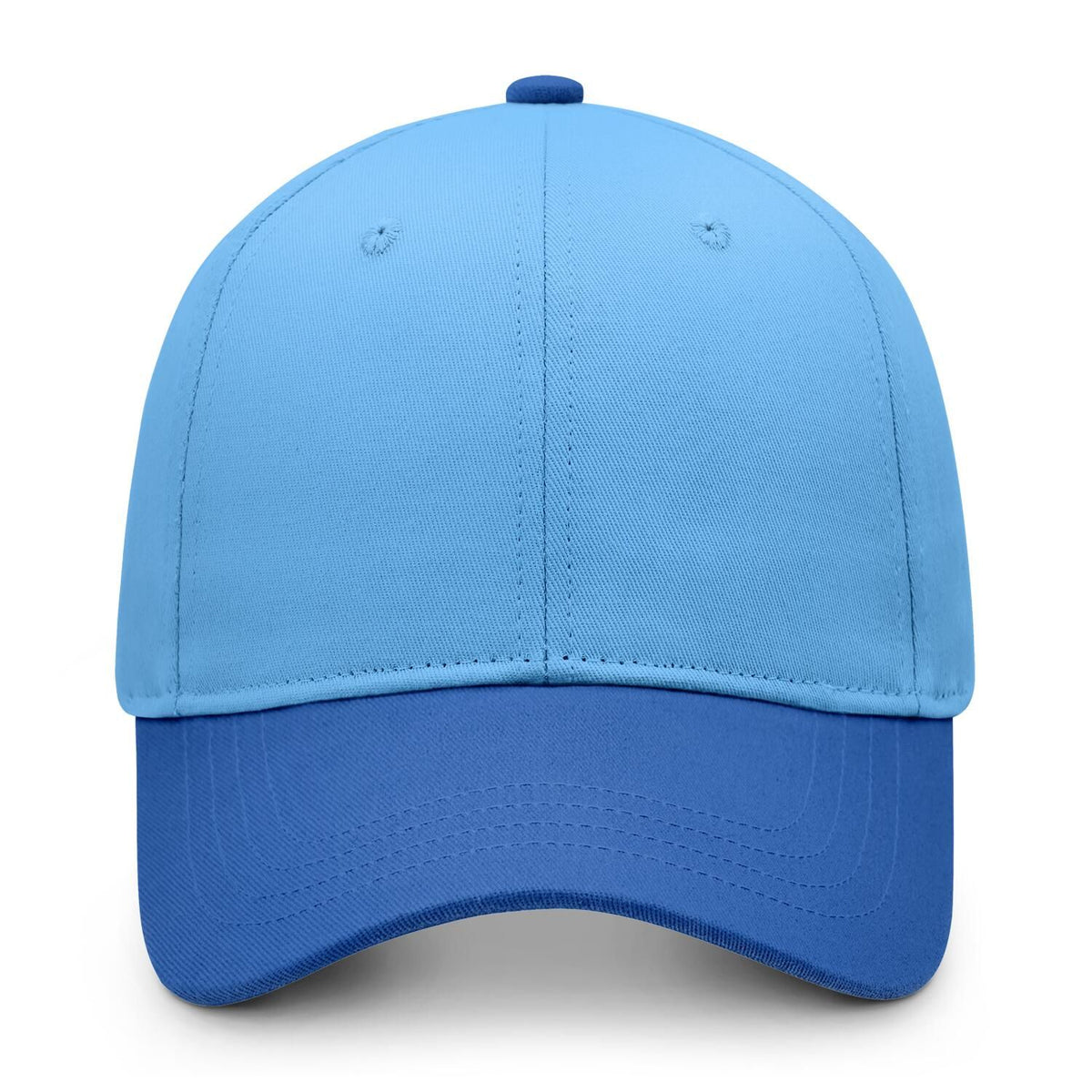 Custom Embroidered or Printed Light Blue & Blue Color Block Baseball Cap | Personalized Sport Hat