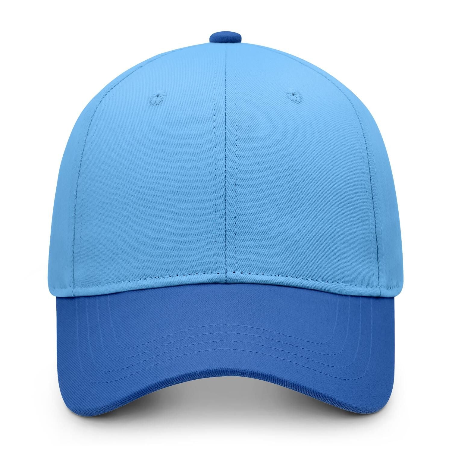 Custom Embroidered or Printed Light Blue & Blue Color Block Baseball Cap | Personalized Sport Hat