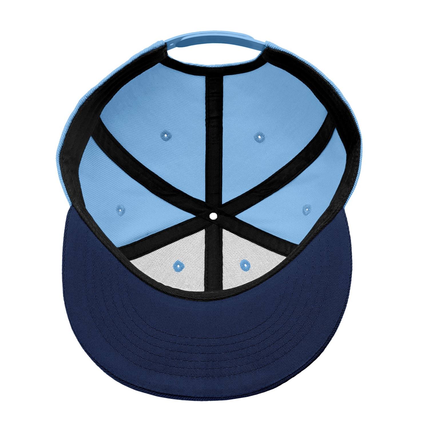 Custom Embroidered or Printed Blue & Navy Blue Color-Block Flat-Brim Cap