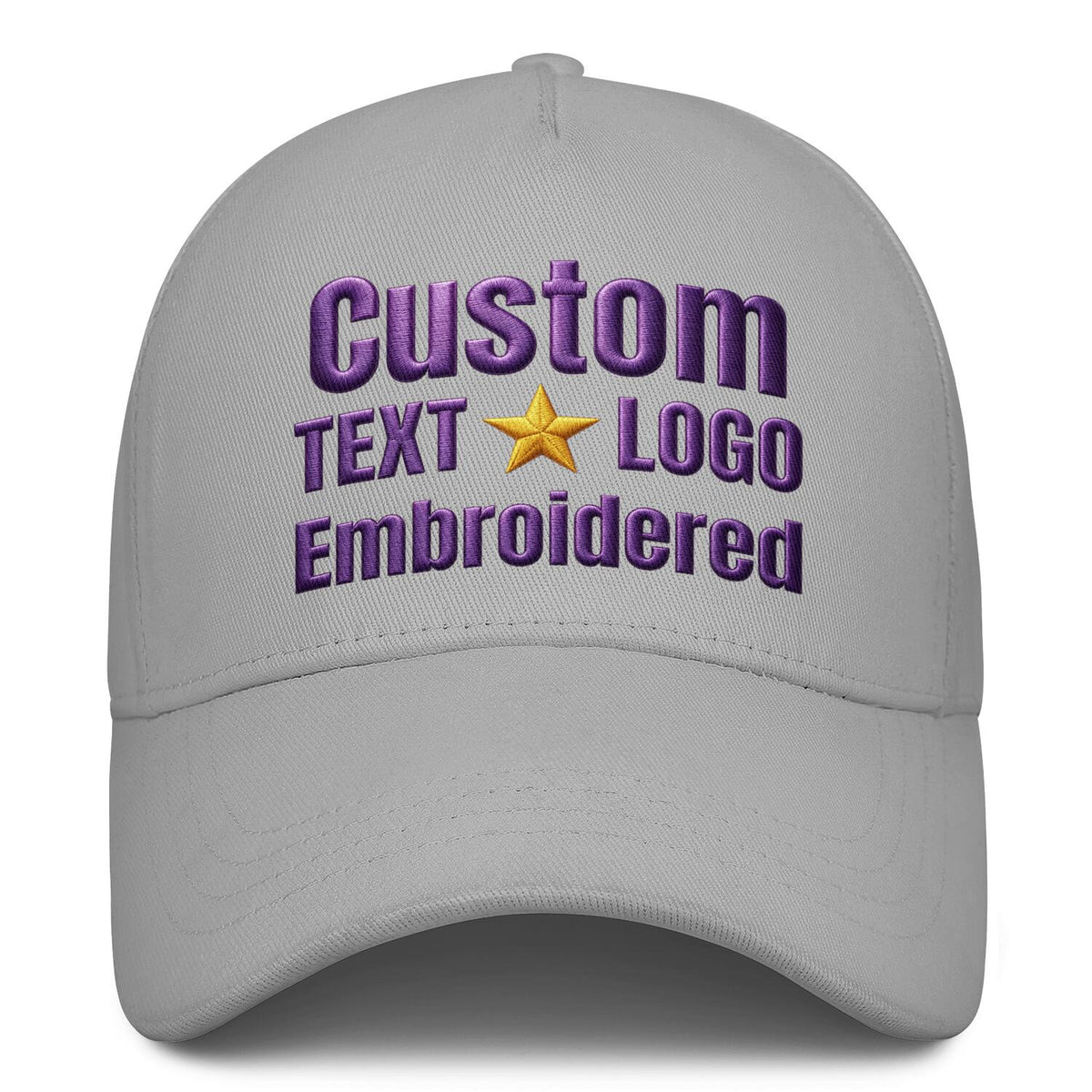 Custom Embroidered or Printed Light Grey Baseball Cap | Personalized Sport Hat