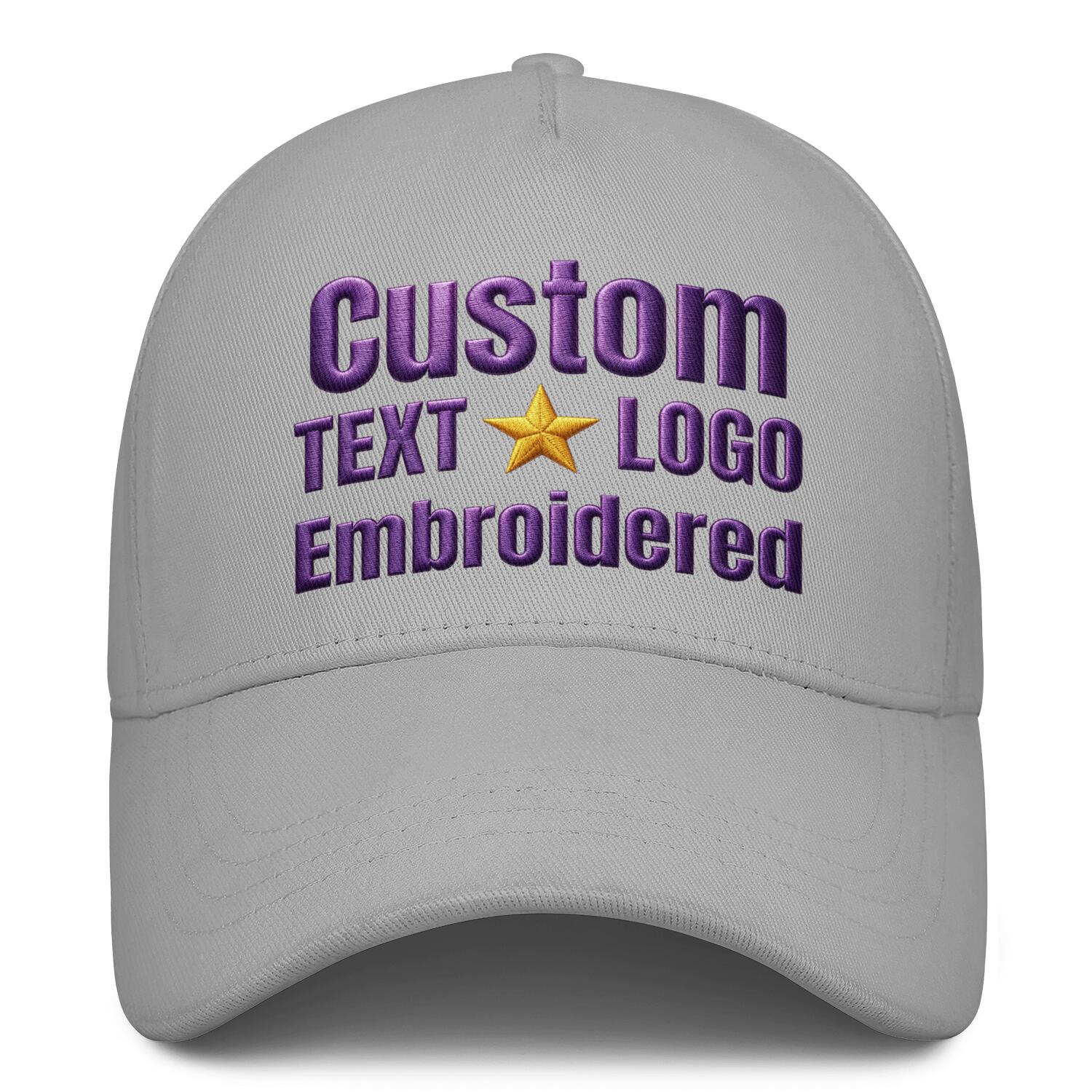 Custom Embroidered or Printed Light Grey Baseball Cap | Personalized Sport Hat