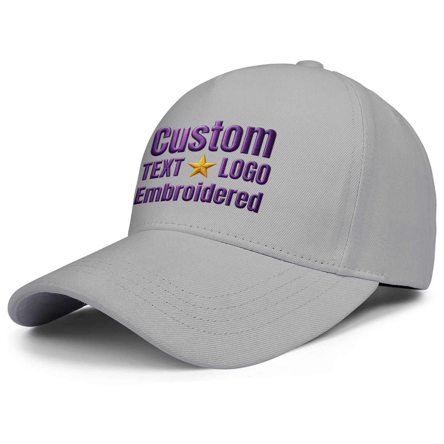 Custom Embroidered or Printed Light Grey Baseball Cap | Personalized Sport Hat