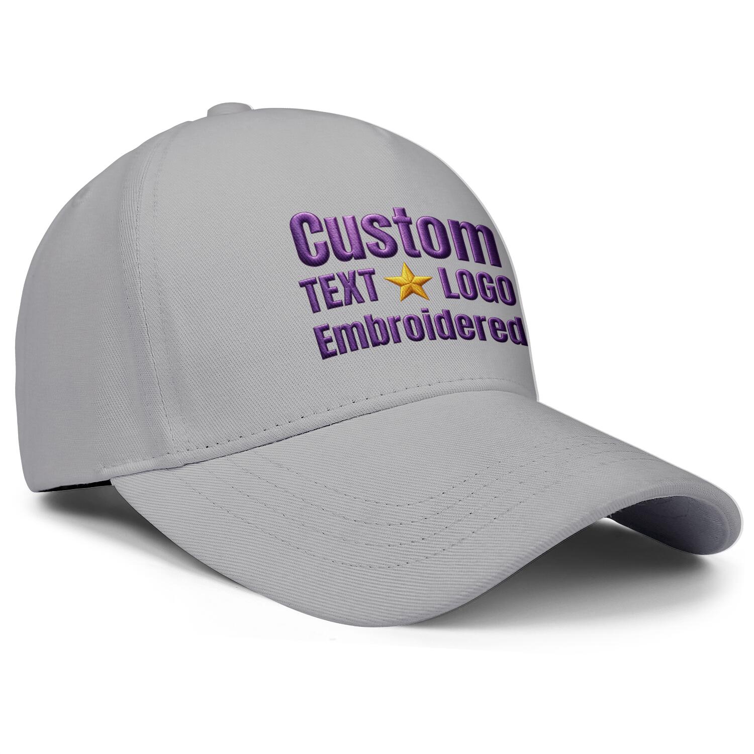 Custom Embroidered or Printed Light Grey Baseball Cap | Personalized Sport Hat