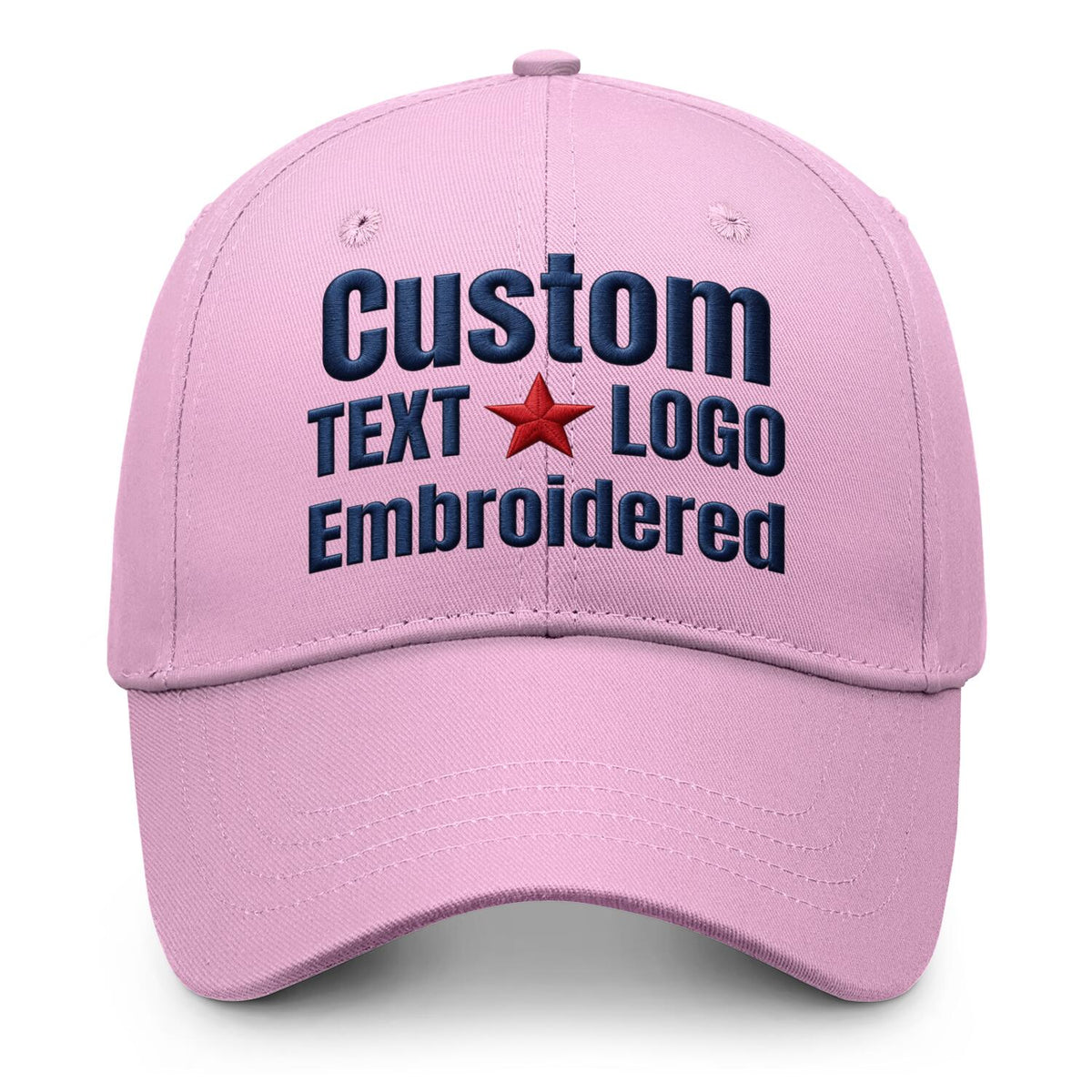Custom embroidered or printed light pink baseball cap by Vosoli | Personalized text &amp; logo | Structured fit