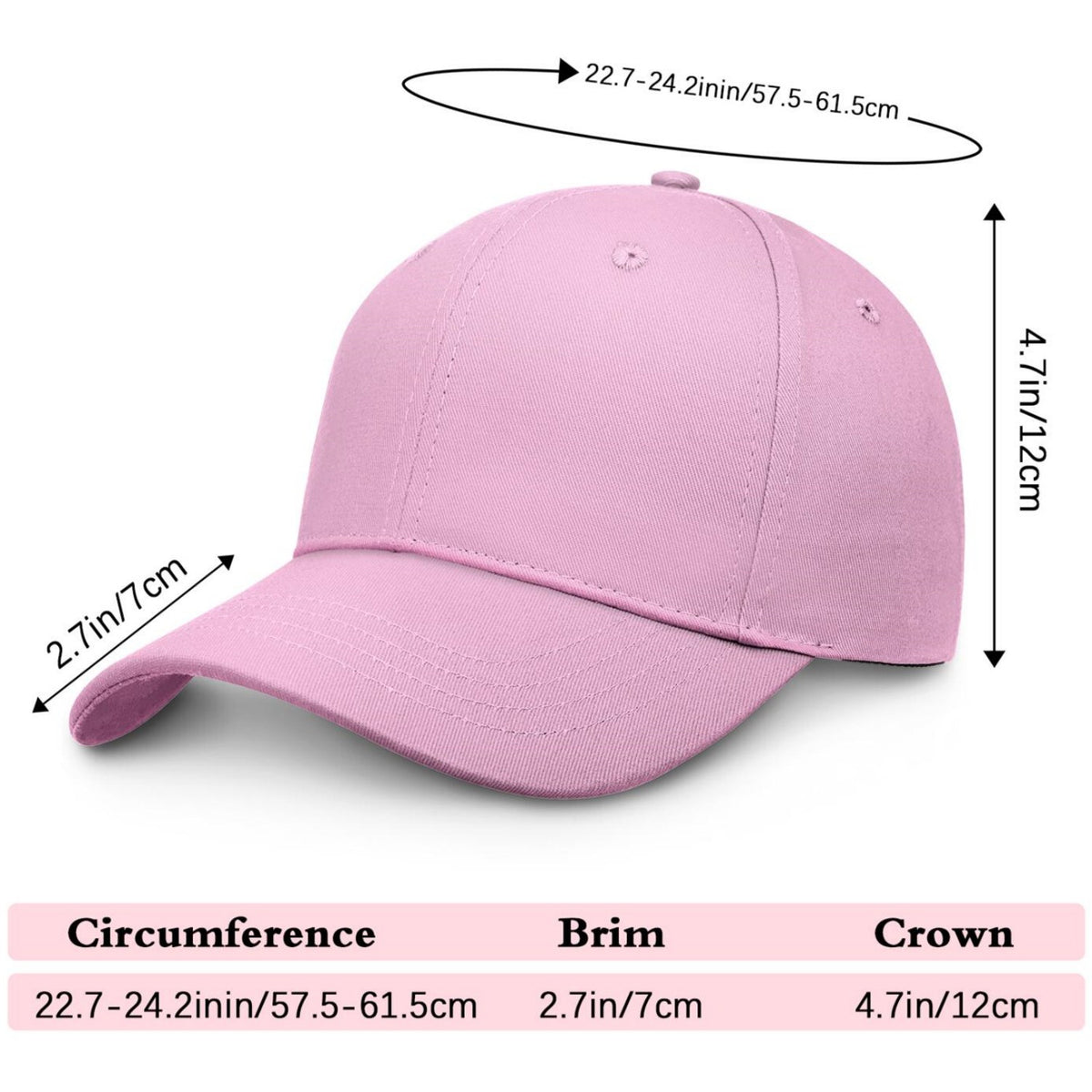 Custom Embroidered or Printed Light Pink Baseball Cap | Personalized Sport Hat
