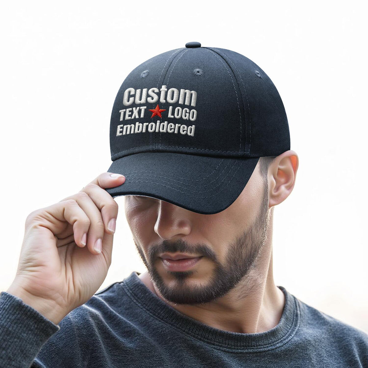 Custom Embroidered or Printed Navy Baseball Cap | Personalized Sport Hat