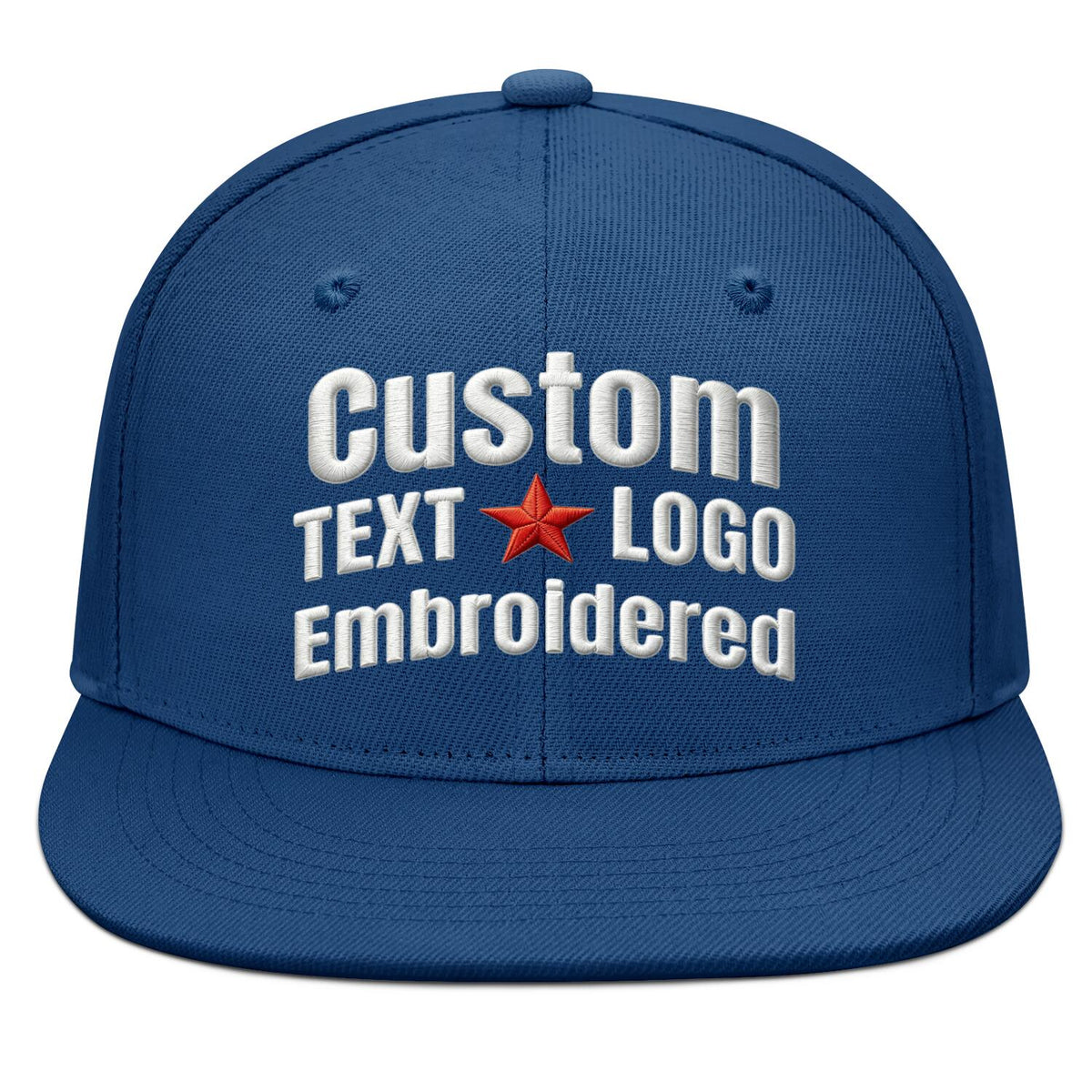Custom Embroidered or Printed Navy Blue Flat-Brim Cap | Personalized Sport Hat