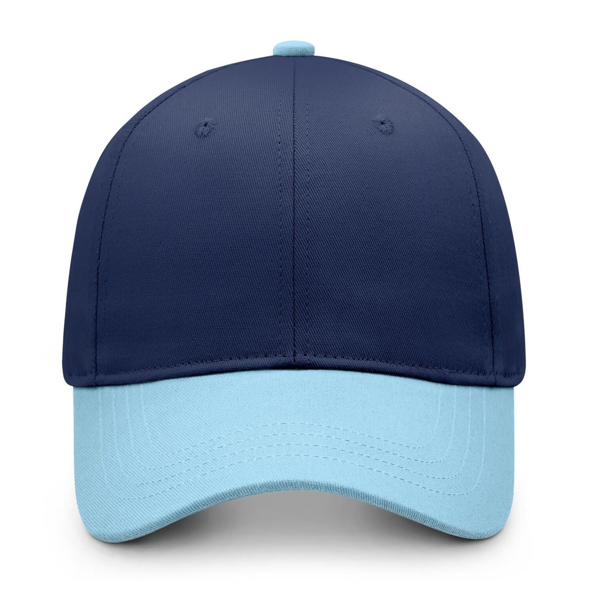 Custom Embroidered or Printed Navy Blue & Light Blue Color Block Baseball Cap | Personalized Sport Hat