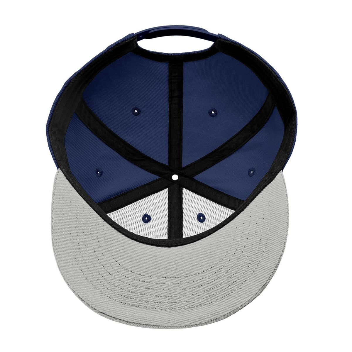ustom Embroidered or Printed Navy Blue & Light Grey Color-Block Flat-Brim Cap