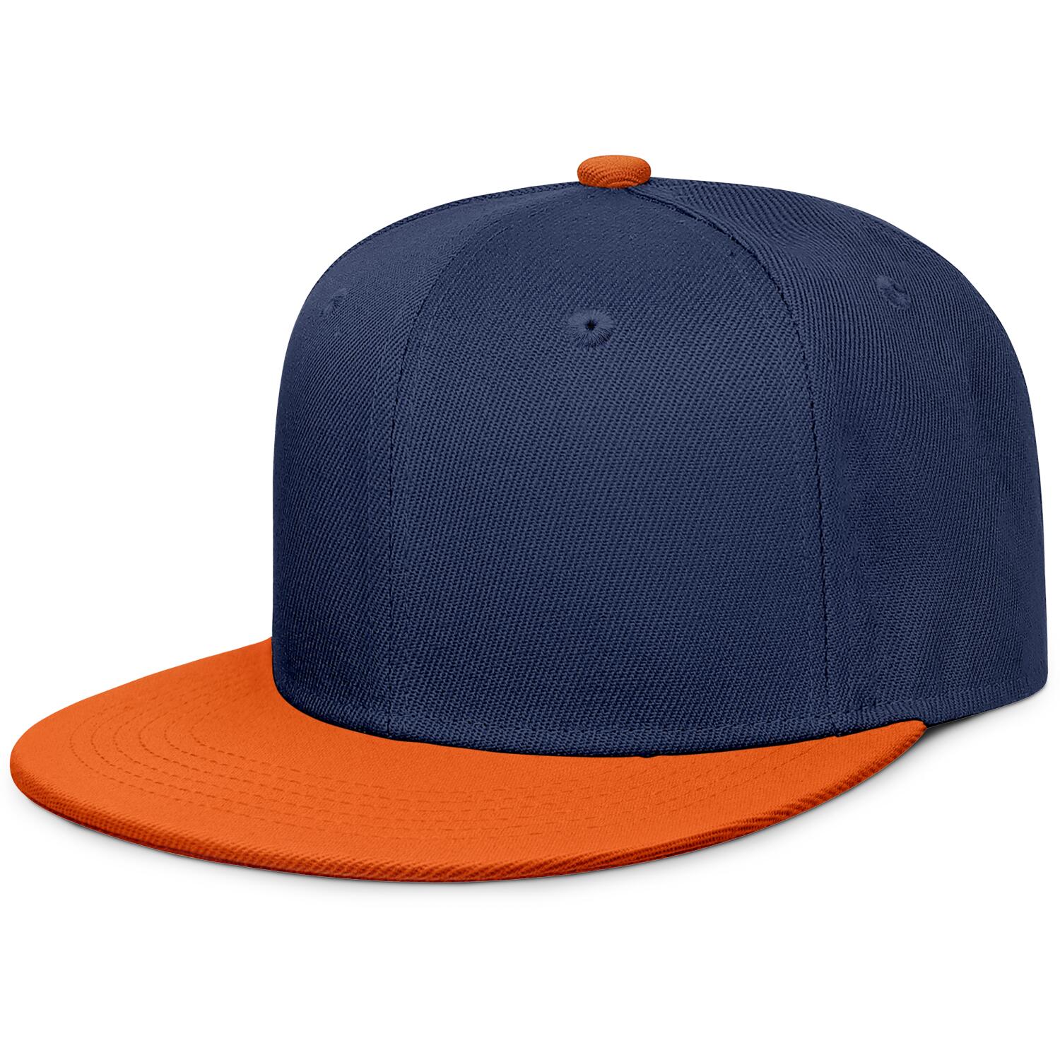 Vosoli Navy & Orange Color-Block Flat-Brim Hat - Unisex Personal & Team Custom 3D Embroidery or Print Cap