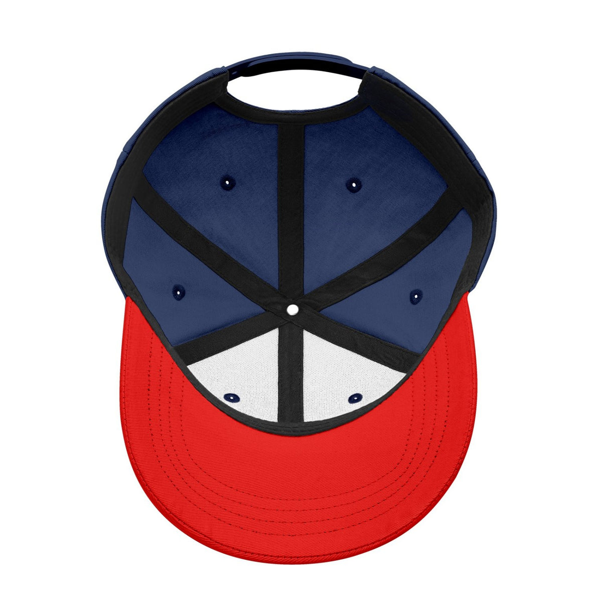 Custom Embroidered or Printed Navy Blue & Red Color Block Baseball Cap | Personalized Sport Hat