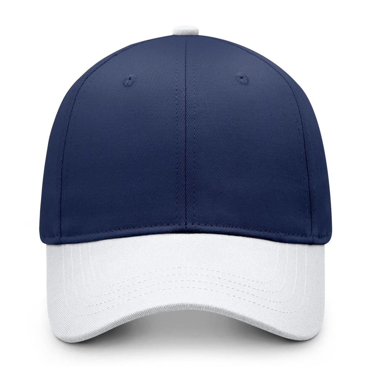 Custom Embroidered or Printed Navy Blue & White Color Block Baseball Cap | Personalized Sport Hat