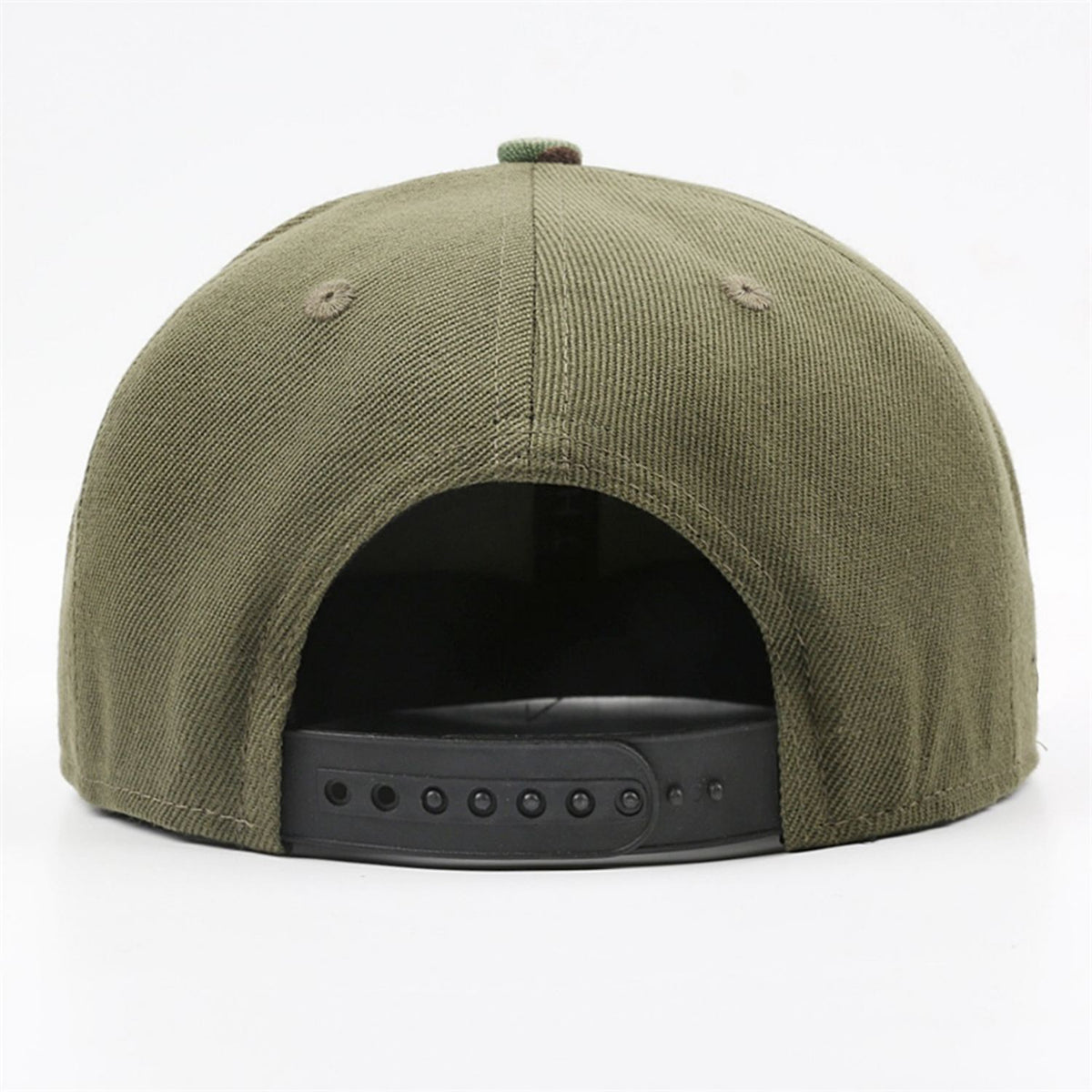 Custom Embroidered or Printed Olive & Camouflage Color-Block Flat-Brim Cap