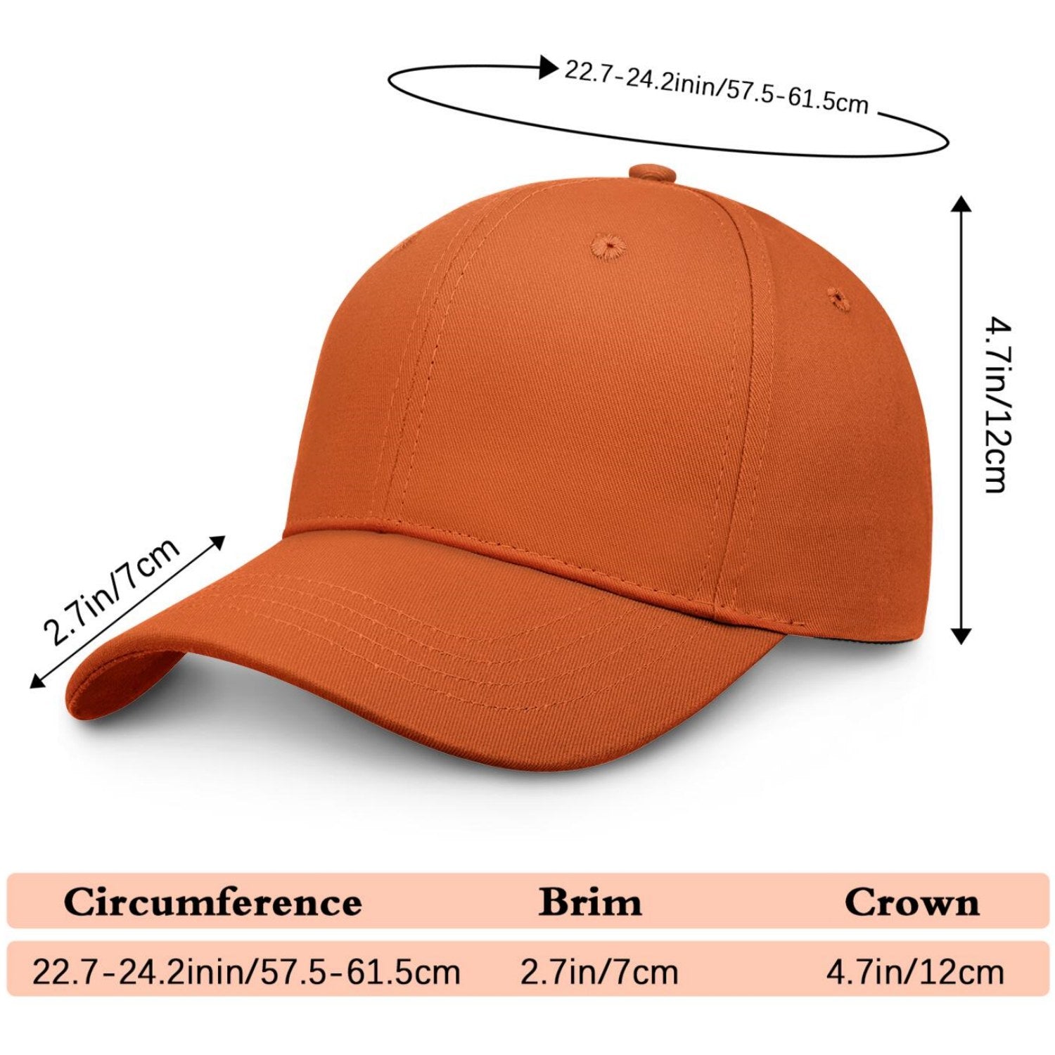 Custom Embroidered or Printed Orange Baseball Cap | Personalized Sport Hat