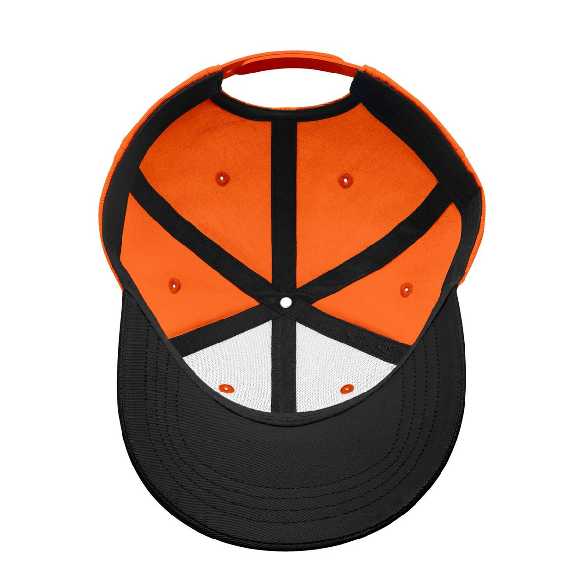 Custom Embroidered or Printed Orange & Black Color Block Baseball Cap | Personalized Sport Hat