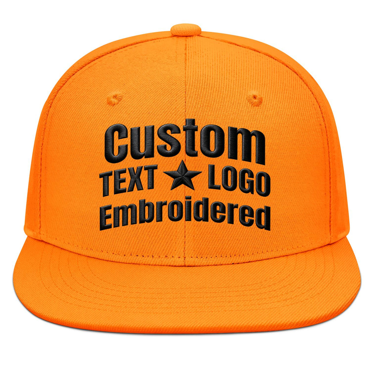Custom Embroidered or Printed Orange Flat-Brim Cap | Personalized Sport Hat