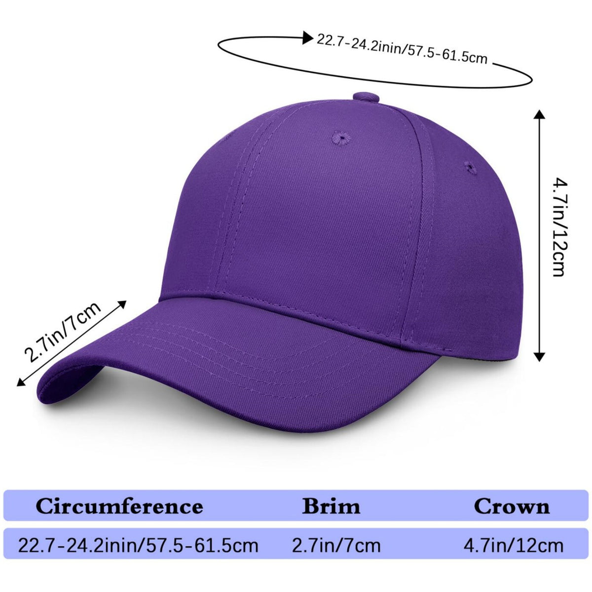 Custom Embroidered or Printed Purple Baseball Cap | Personalized Sport Hat