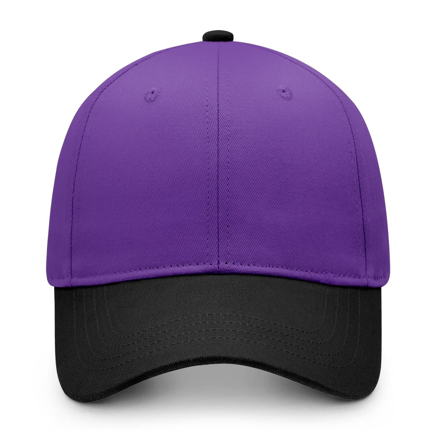 Custom Embroidered or Printed Purple & Black Color Block Baseball Cap | Personalized Sport Hat