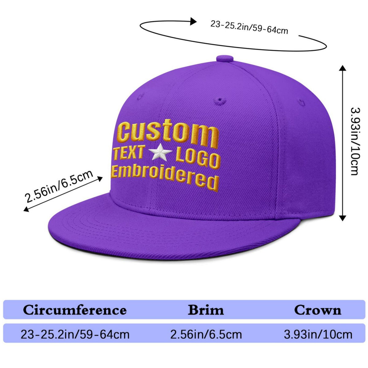 Custom Embroidered or Printed Purple Flat-Brim Cap | Personalized Sport Hat