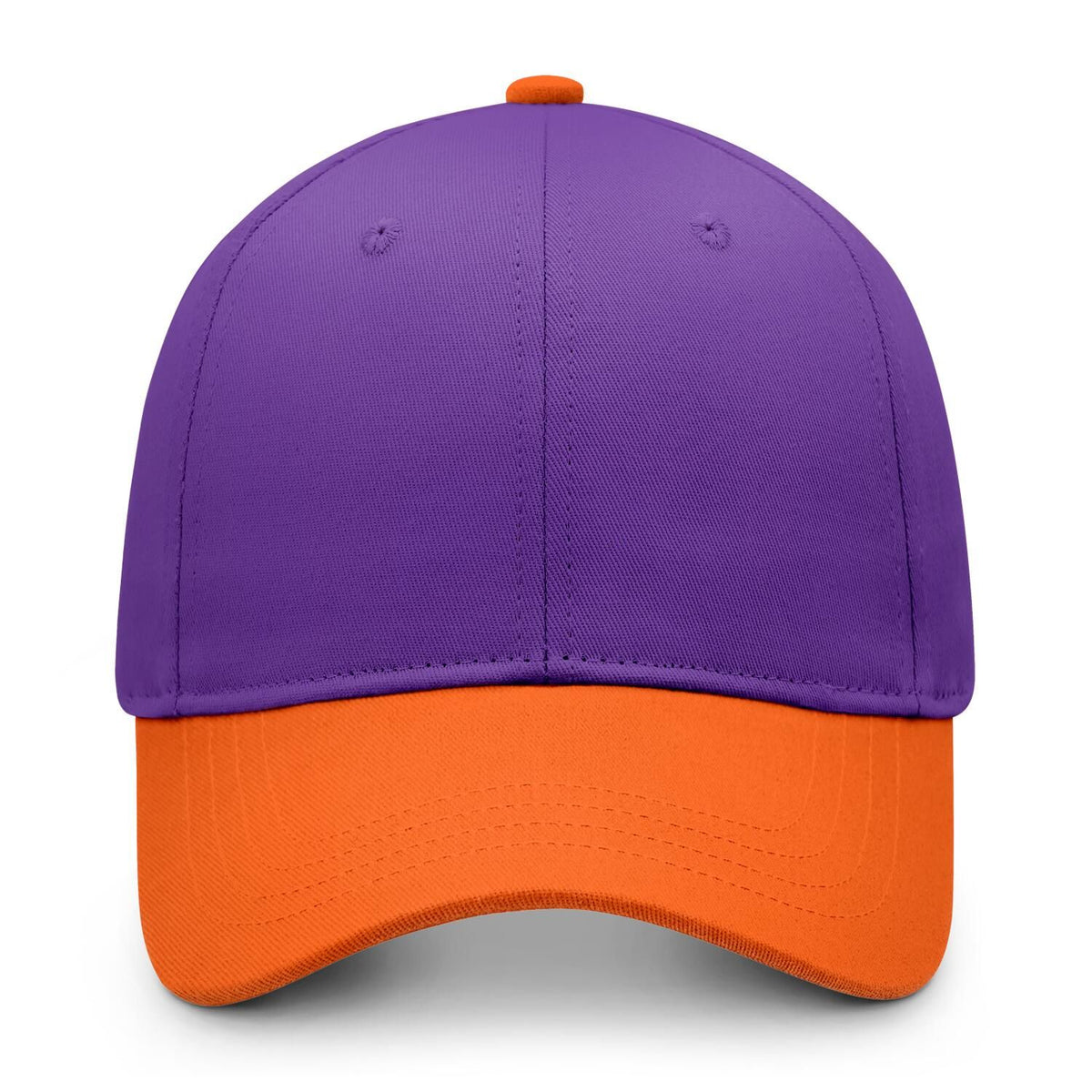 Custom Embroidered or Printed Purple & Orange Color Block Baseball Cap | Personalized Sport Hat