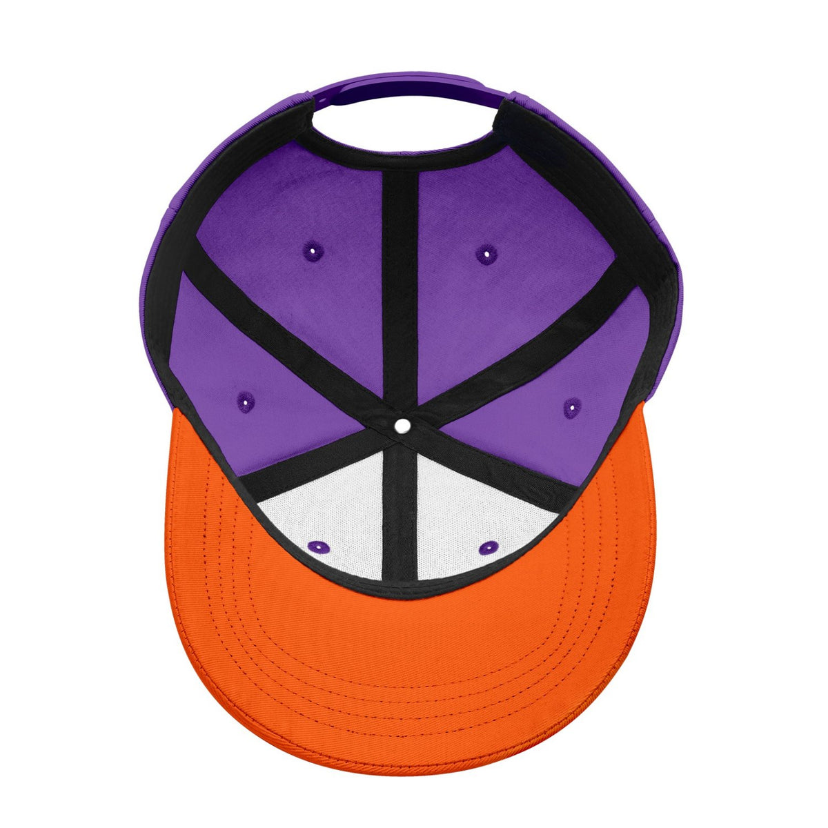 Custom Embroidered or Printed Purple & Orange Color Block Baseball Cap | Personalized Sport Hat