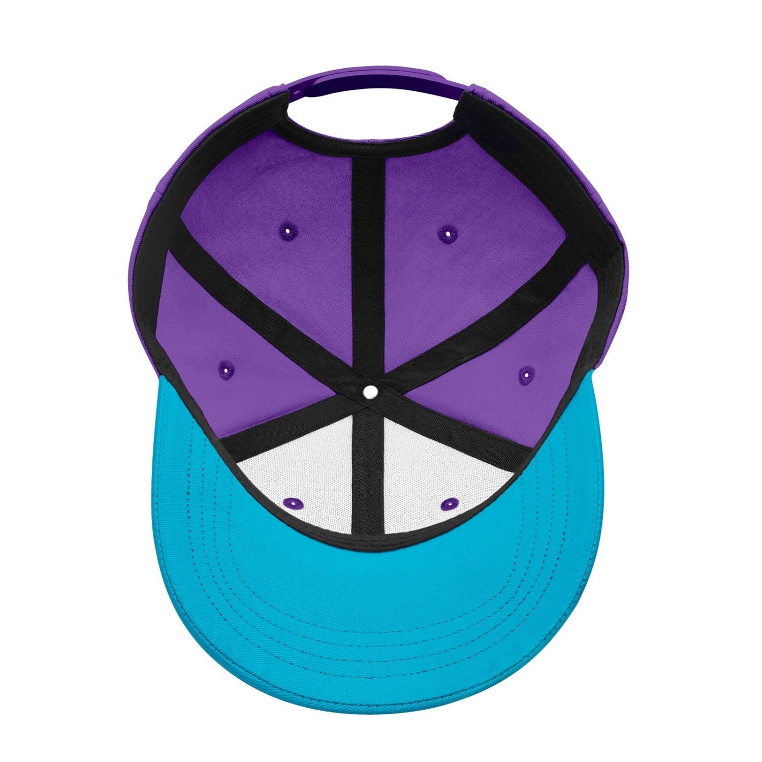 Custom Embroidered or Printed Purple & Turquoise Color Block Baseball Cap | Personalized Sport Hat