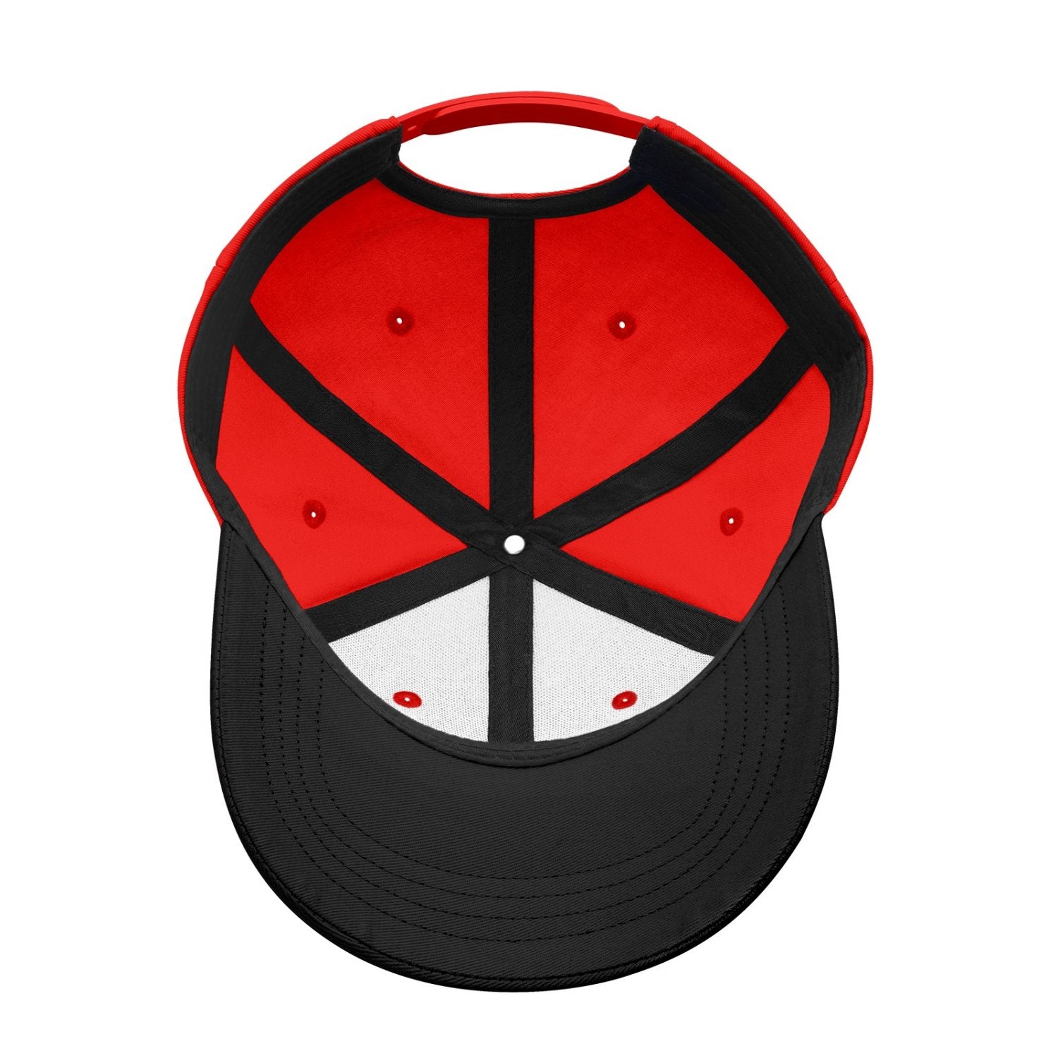 Custom Embroidered or Printed Red & Black Color Block Baseball Cap | Personalized Sport Hat
