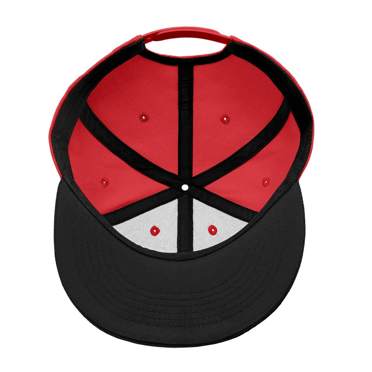 Custom Embroidered or Printed Red & Black Color-Block Flat-Brim Cap