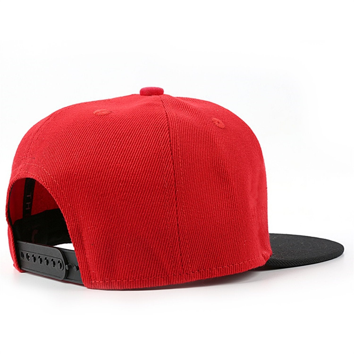 Custom Embroidered or Printed Red & Black Color-Block Flat-Brim Cap