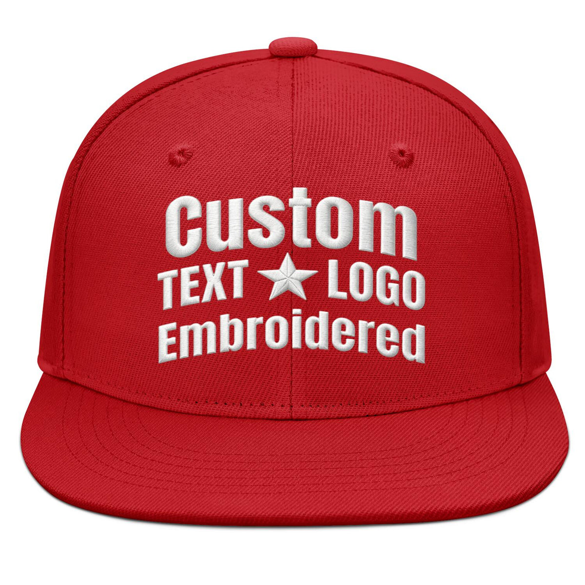 Custom Embroidered or Printed Red Flat-Brim Cap | Personalized Sport Hat