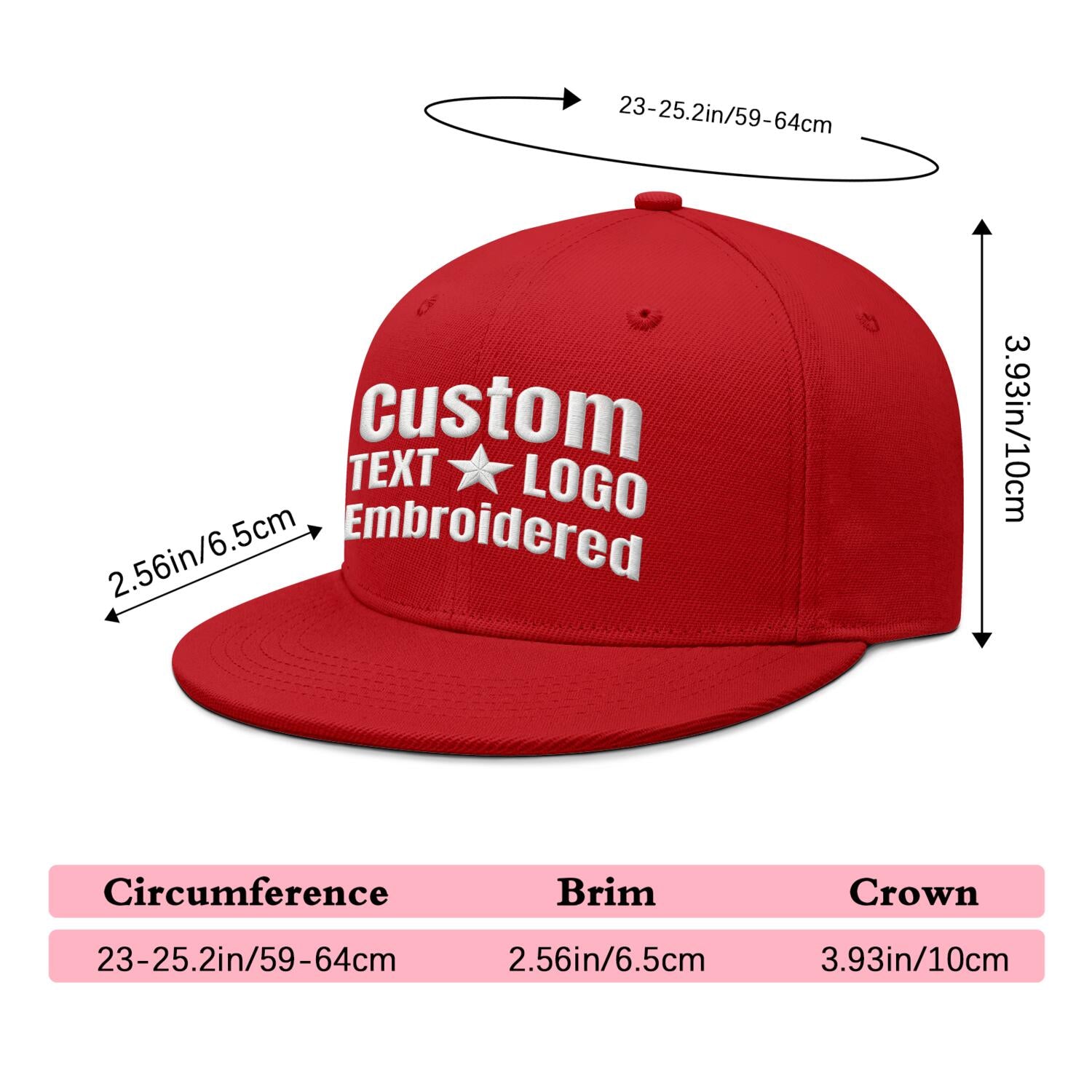 Custom Embroidered or Printed Red Flat-Brim Cap | Personalized Sport Hat