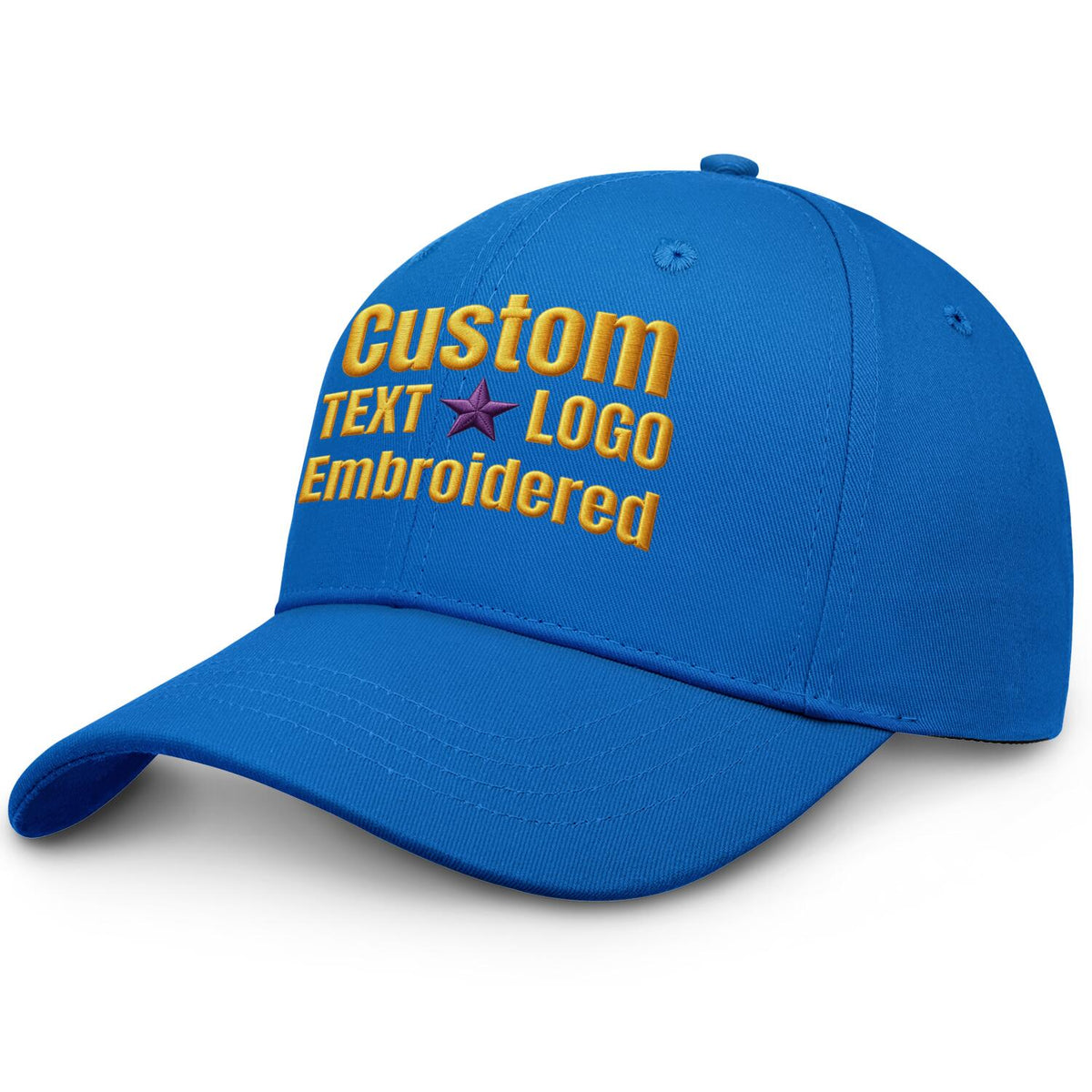 Custom Embroidered or Printed Royal Blue Baseball Cap | Personalized Sport Hat