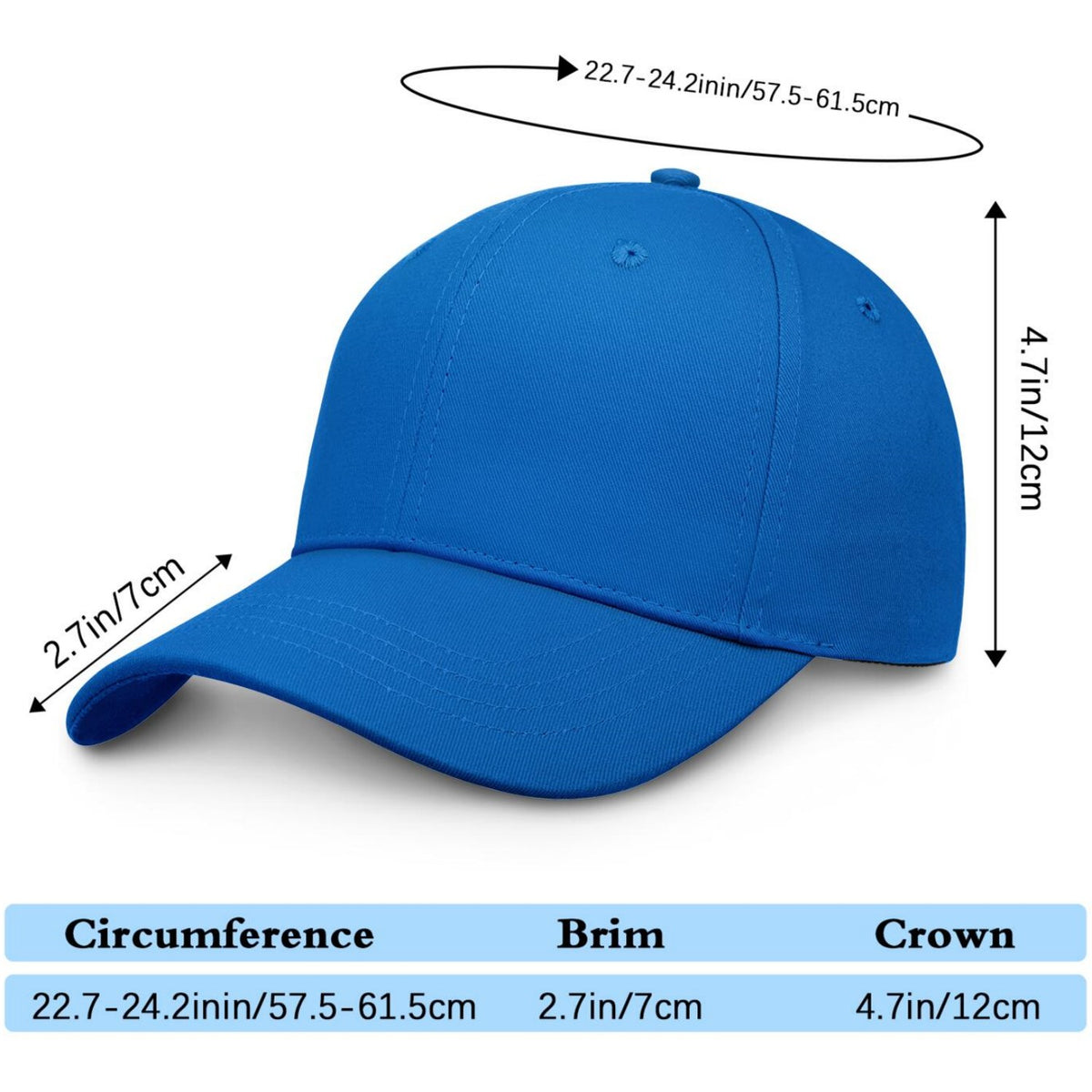 Custom Embroidered or Printed Royal Blue Baseball Cap | Personalized Sport Hat