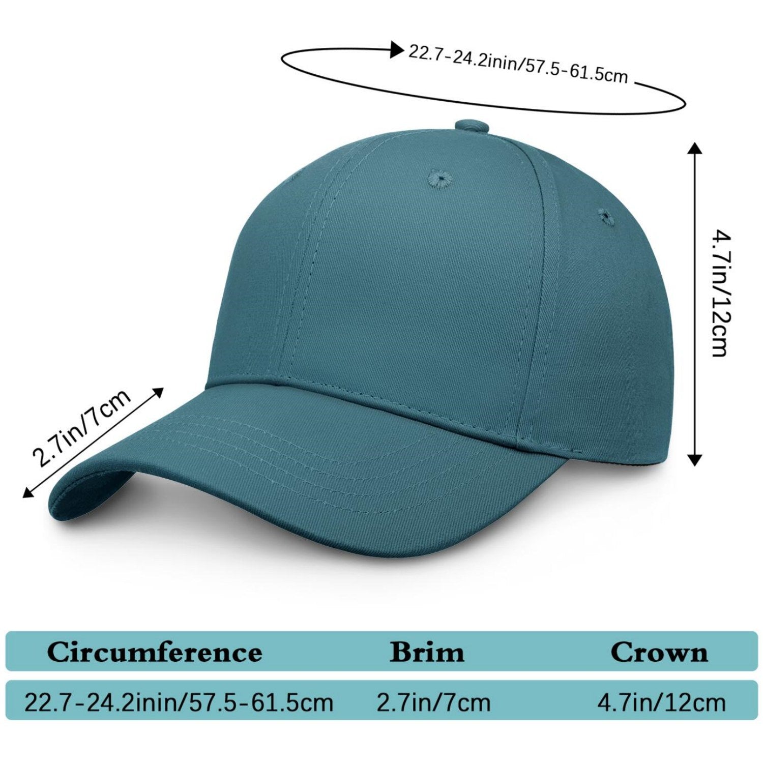 Custom Embroidered or Printed Teal Baseball Cap | Personalized Sport Hat