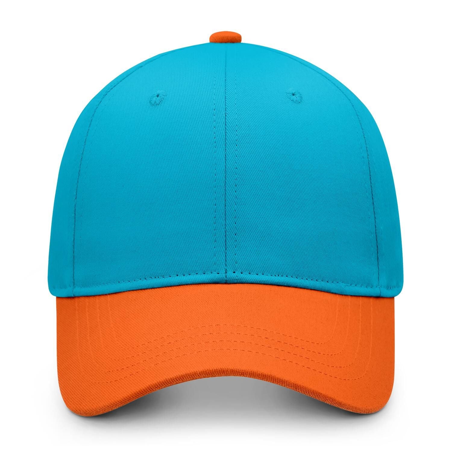 Custom Embroidered or Printed Teal & Orange Color Block Baseball Cap | Personalized Sport Hat