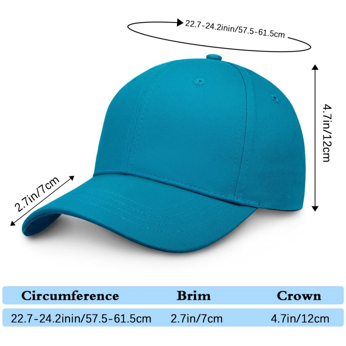 Custom Embroidered or Printed Turquoise Baseball Cap | Personalized Sport Hat