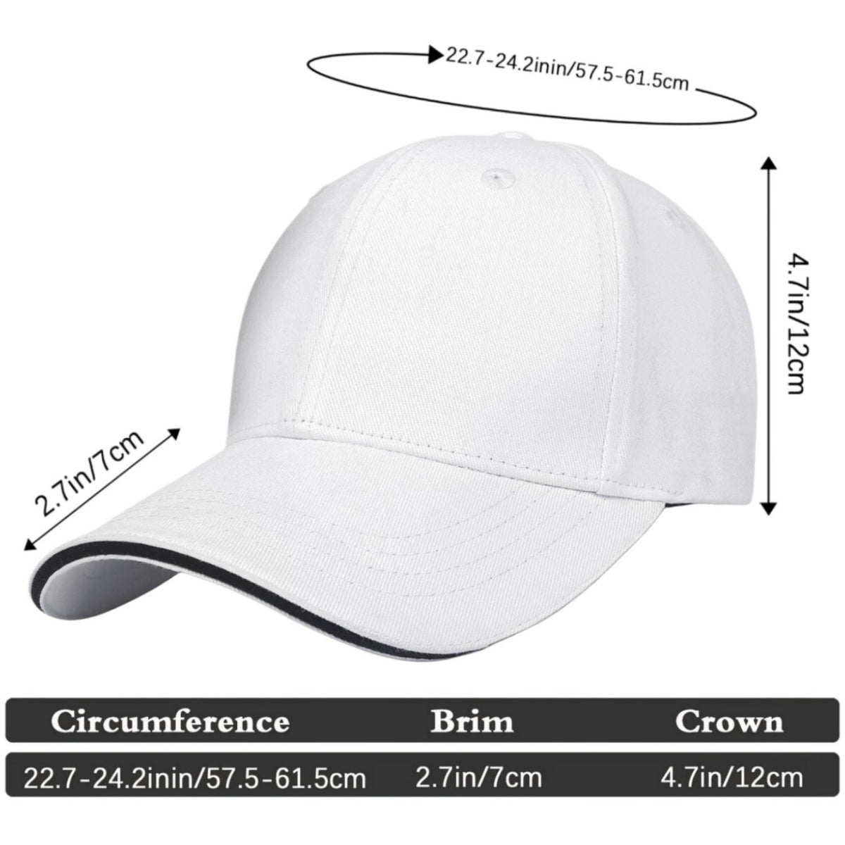 Custom Embroidered or Printed White Baseball Cap | Personalized Sport Hat