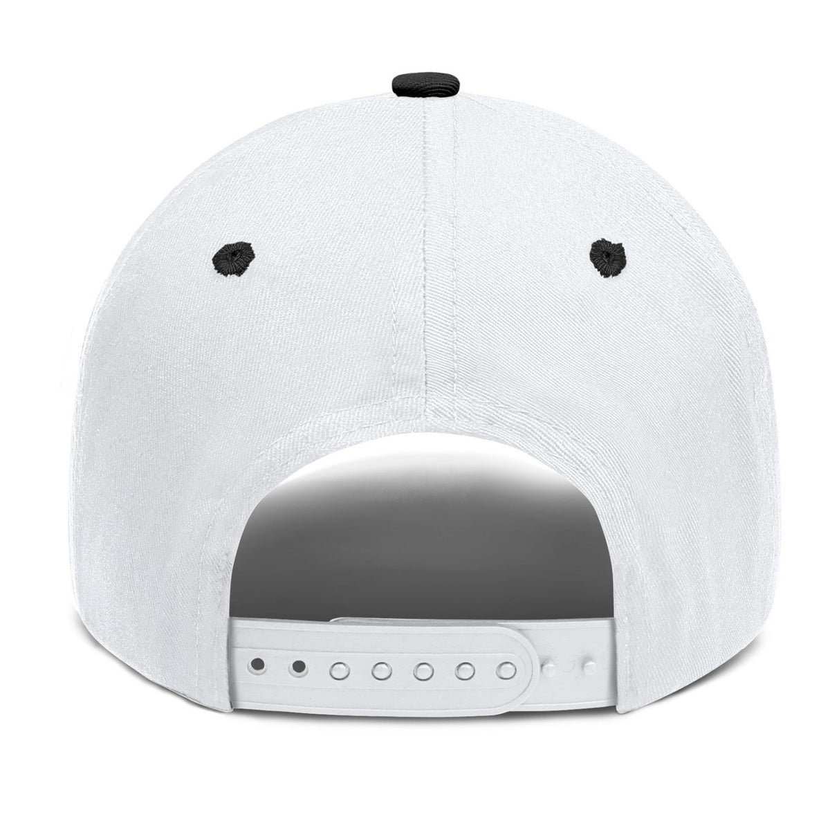 Custom Embroidered or Printed White & Black Color Block Baseball Cap | Personalized Sport Hat