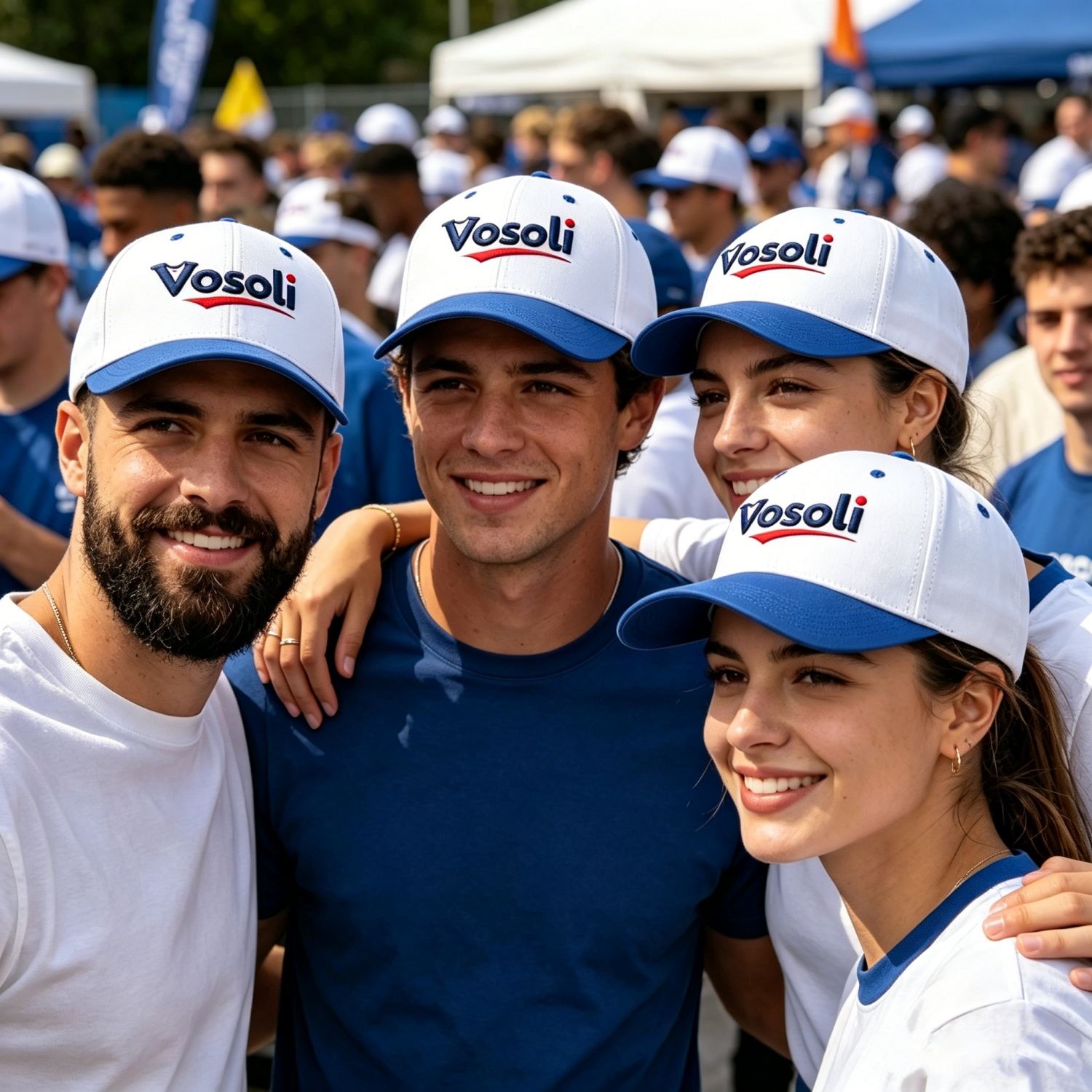 Custom Embroidered or Printed White & Blue Deep Brim Baseball Cap | Personalized Sport Hat