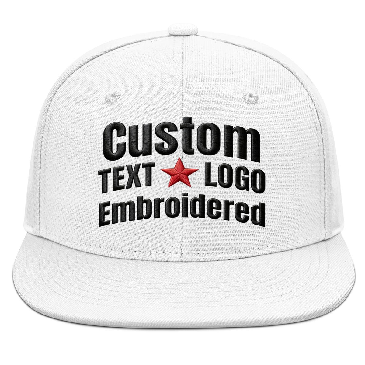 Custom Embroidered or Printed White Flat-Brim Cap | Personalized Sport Hat