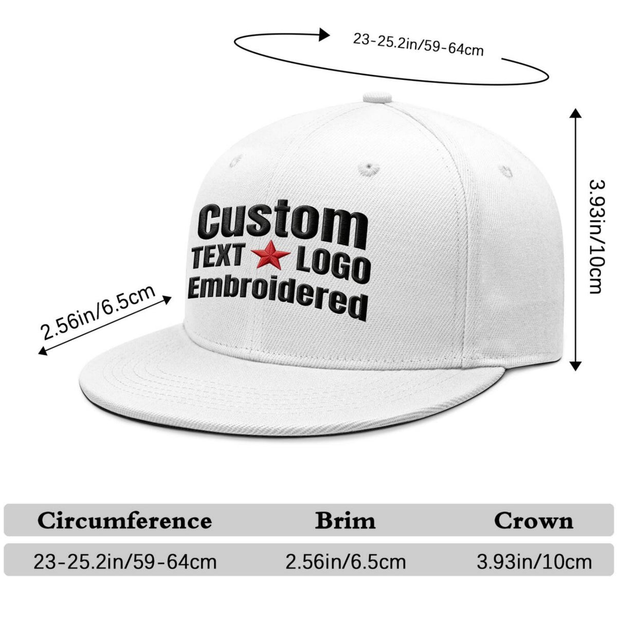 Custom Embroidered or Printed White Flat-Brim Cap | Personalized Sport Hat