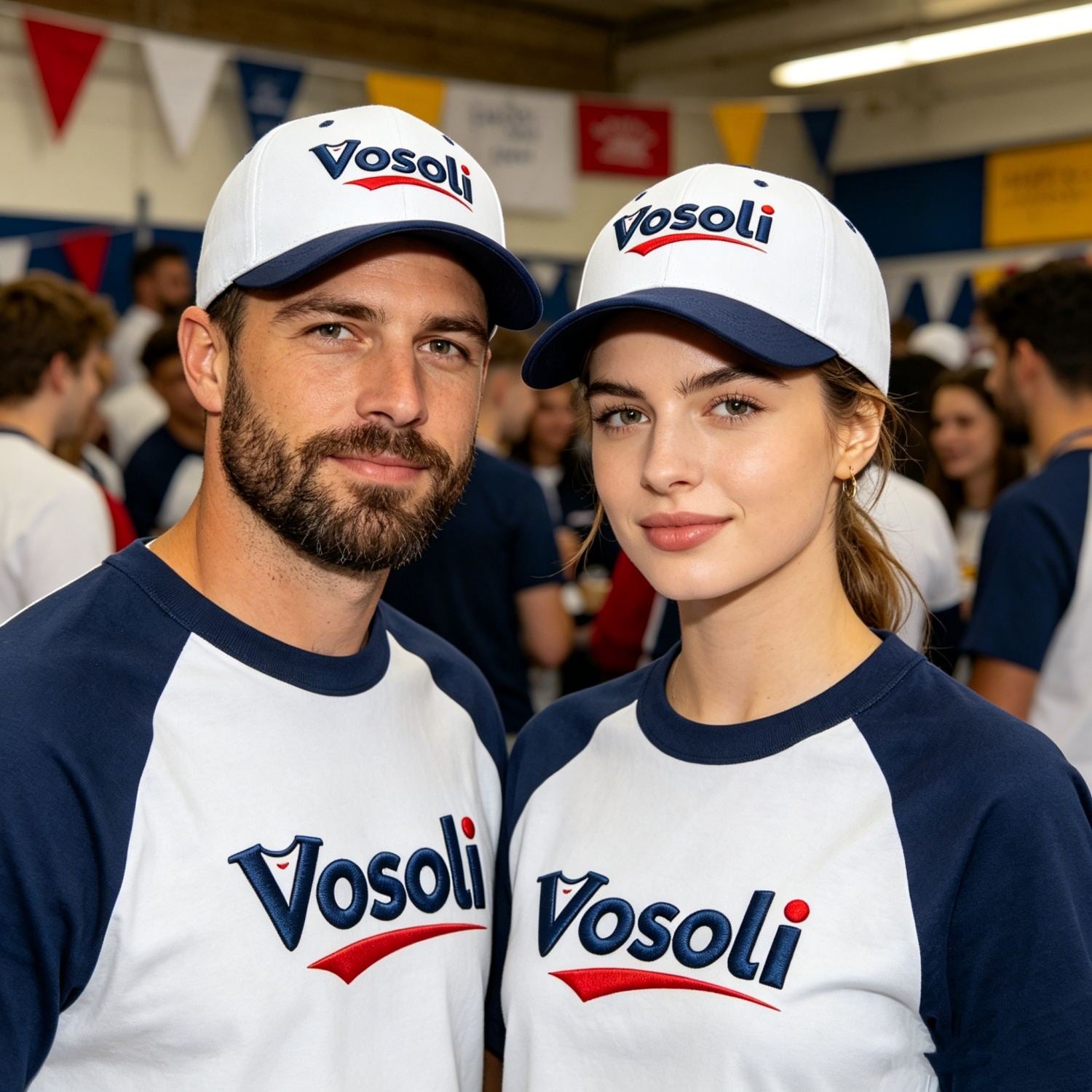 Custom Embroidered or Printed White & Navy Blue Color Block Baseball Cap | Personalized Sport Hat