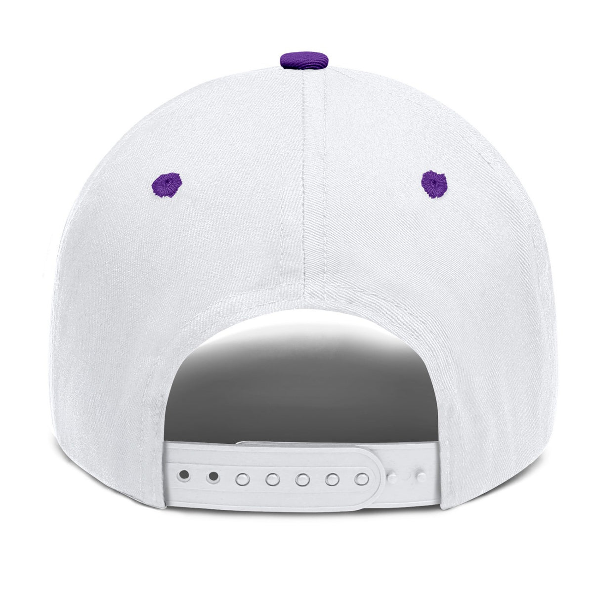 Custom Embroidered or Printed White & Purple Color Block Baseball Cap | Personalized Sport Hat