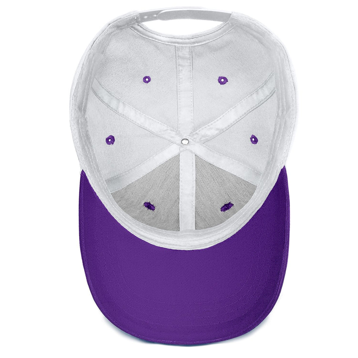 Custom Embroidered or Printed White & Purple Color Block Baseball Cap | Personalized Sport Hat
