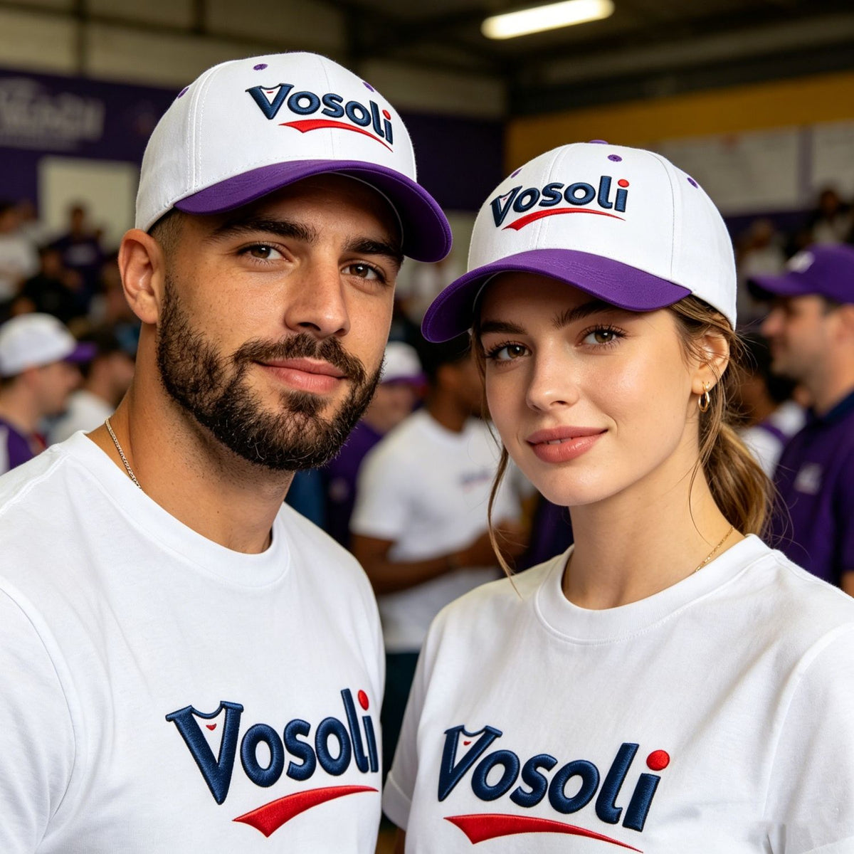 Custom Embroidered or Printed White & Purple Color Block Baseball Cap | Personalized Sport Hat