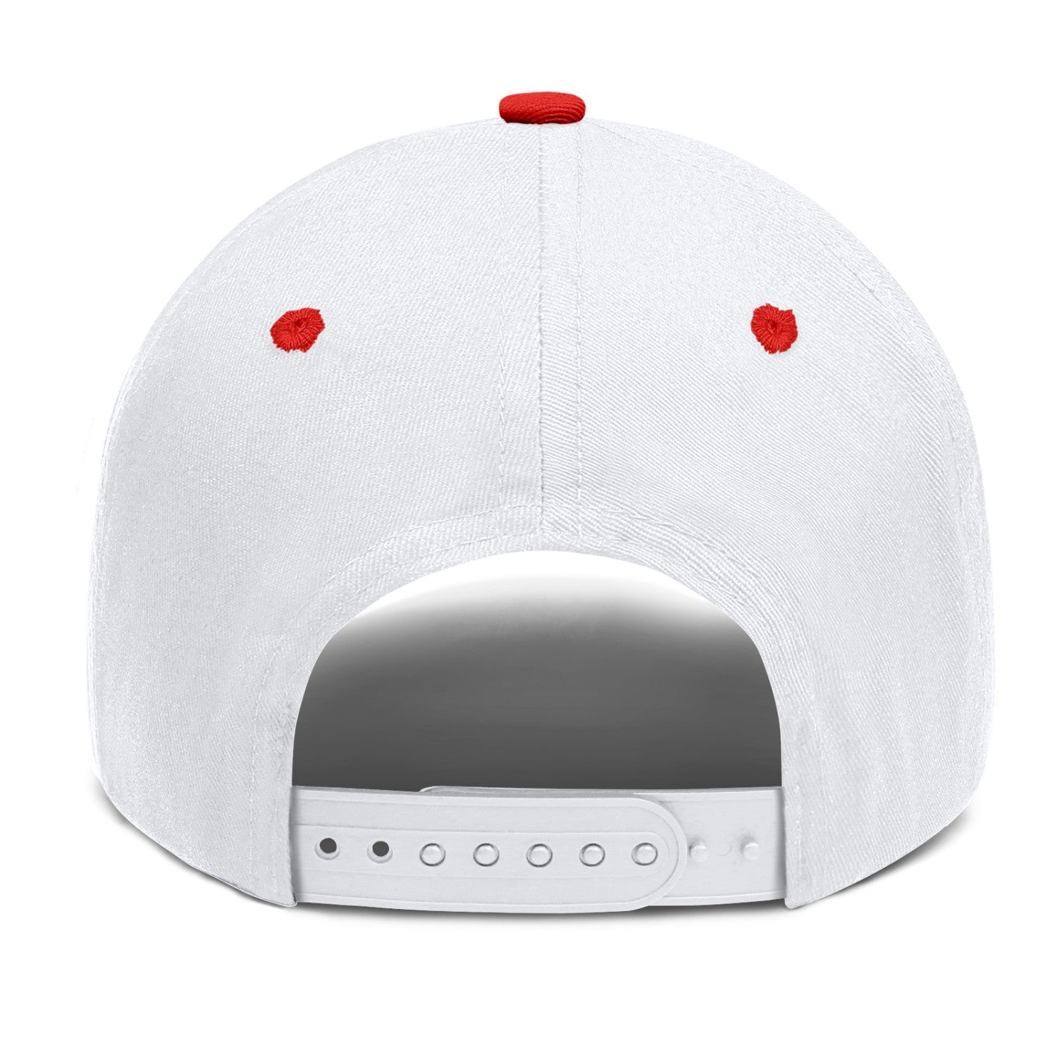 Custom Embroidered or Printed White & Red Color Block Baseball Cap | Personalized Sport Hat