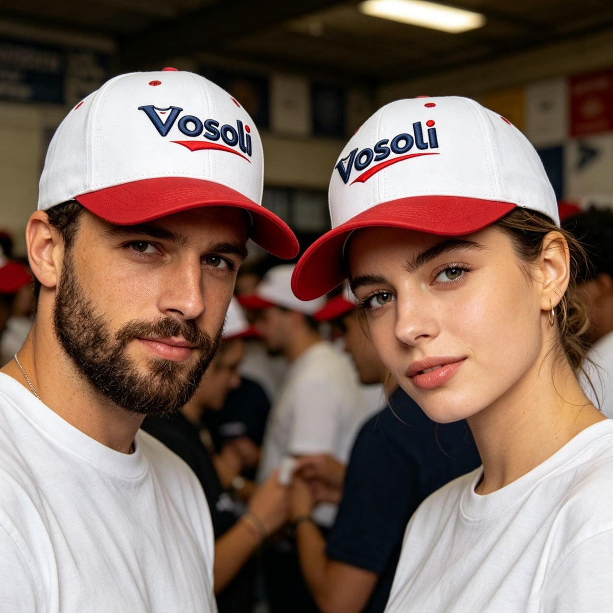 Custom Embroidered or Printed White & Red Deep Brim Baseball Cap | Personalized Sport Hat