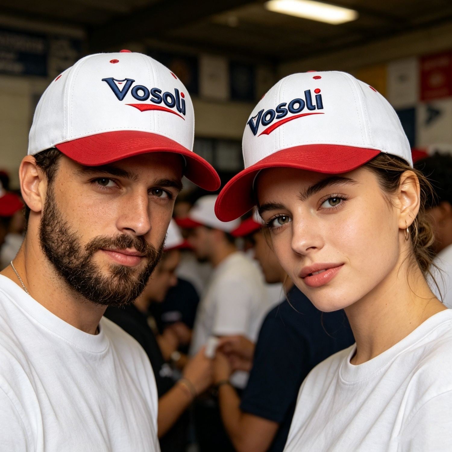 Custom Embroidered or Printed White & Red Deep Brim Baseball Cap | Personalized Sport Hat