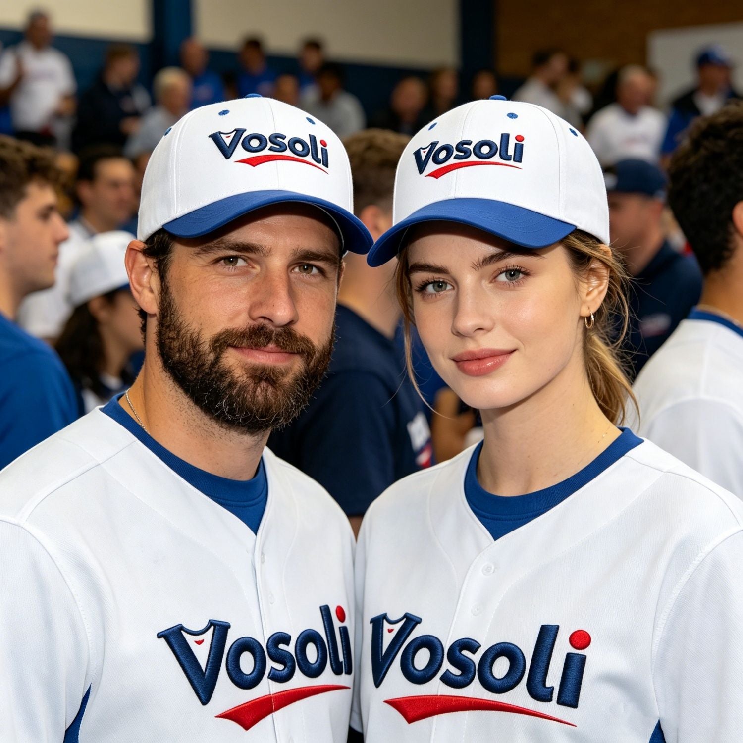 Custom Embroidered or Printed White & Royal Blue Color Block Baseball Cap | Personalized Sport Hat