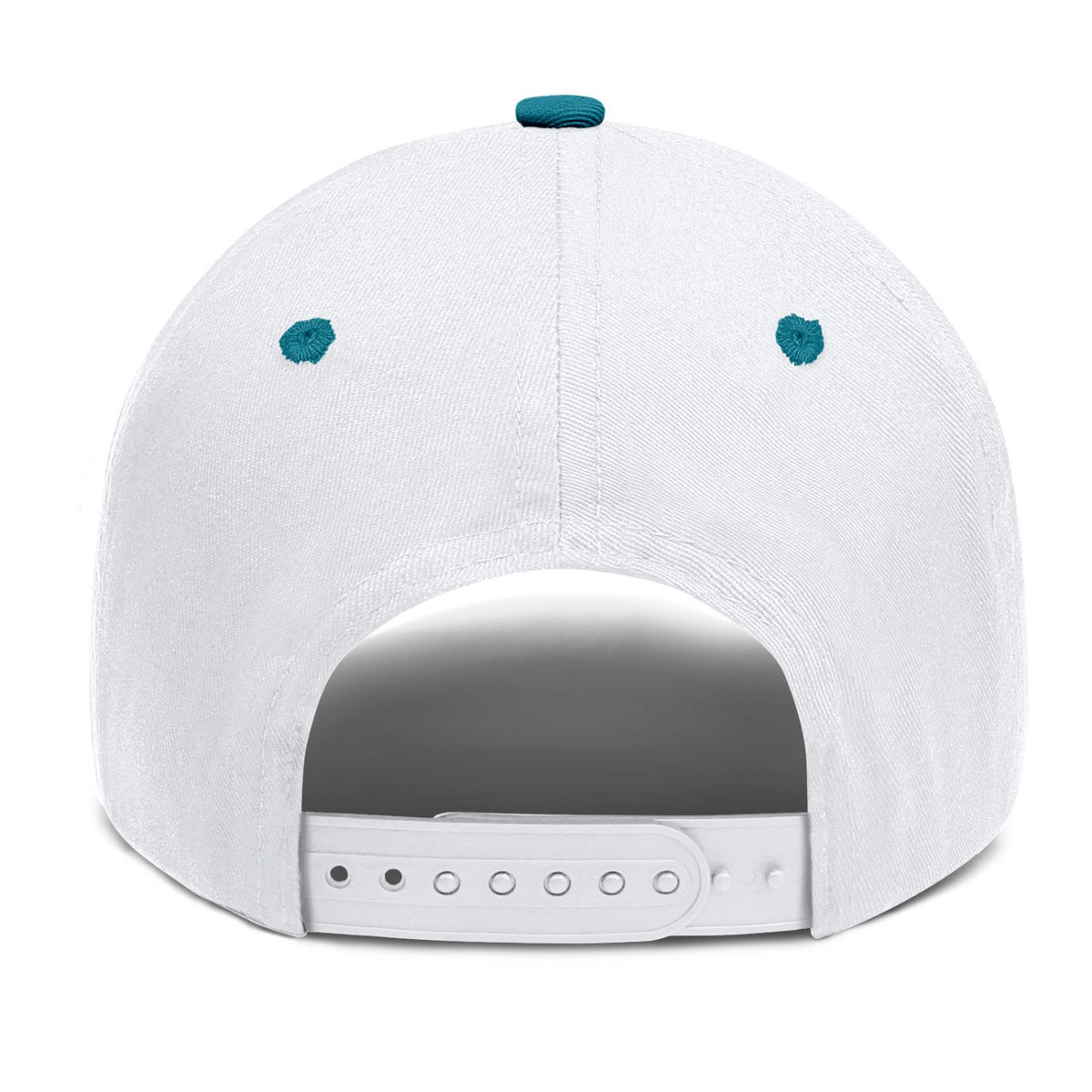 Custom Embroidered or Printed White & Turquoise Color Block Baseball Cap | Personalized Sport Hat